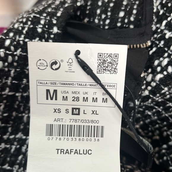 NWT Zara trf collection Tweed Fringed Top - Picture 4 of 6